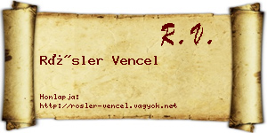 Rösler Vencel névjegykártya